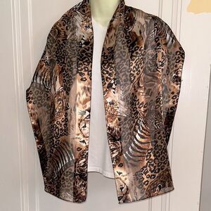 Animal Print Slick Shiny Polyester Long Scarf‎ with Zebras, Giraffes & Big Cats